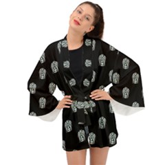 Tribal Mask Motif Drawing Pattern Long Sleeve Kimono by dflcprintsclothing