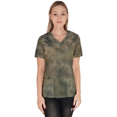 Algae Texture Patttern Women s V-neck Scrub Top