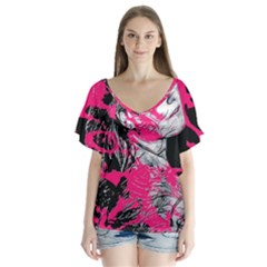 Shaman Number Two V-neck Flutter Sleeve Top by MRNStudios