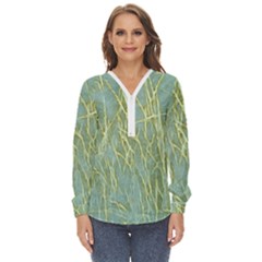 Abstract Light Games 8 Zip Up Long Sleeve Blouse