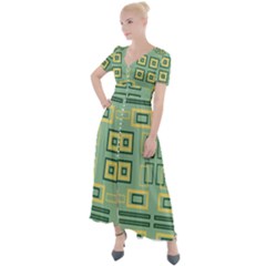 Abstract Pattern Geometric Backgrounds   Button Up Short Sleeve Maxi Dress by Eskimos