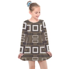 Abstract Pattern Geometric Backgrounds   Kids  Long Sleeve Dress by Eskimos