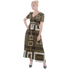 Abstract Pattern Geometric Backgrounds   Button Up Short Sleeve Maxi Dress by Eskimos