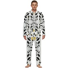 Folk Flowers Print Floral Pattern Ethnic Art Men s Long Sleeve Velvet Pocket Pajamas Set by Eskimos