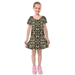 Folk Flowers Print Floral Pattern Ethnic Art Kids  Short Sleeve Velvet Dress