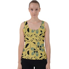 Folk Flowers Print Floral Pattern Ethnic Art Velvet Tank Top by Eskimos