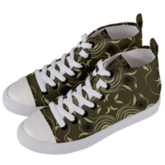 Folk Flowers Print Floral Pattern Ethnic Art Women s Mid-top Canvas Sneakers by Eskimos