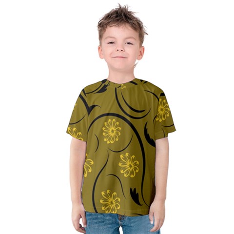 Folk Flowers Print Floral Pattern Ethnic Art Kids  Cotton Tee by Eskimos