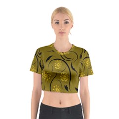 Folk Flowers Print Floral Pattern Ethnic Art Cotton Crop Top