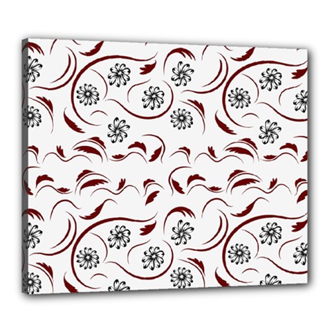 Folk flowers print Floral pattern Ethnic art Canvas 24  x 20  (Stretched)