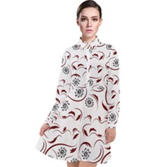 Folk flowers print Floral pattern Ethnic art Long Sleeve Chiffon Shirt Dress