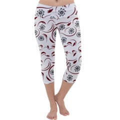 Folk flowers print Floral pattern Ethnic art Capri Yoga Leggings