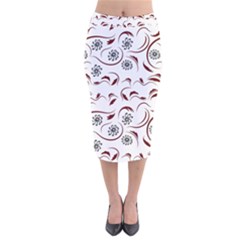 Folk flowers print Floral pattern Ethnic art Velvet Midi Pencil Skirt