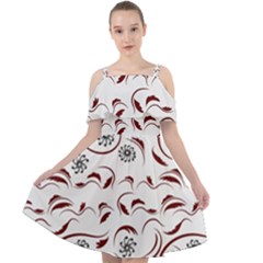 Folk flowers print Floral pattern Ethnic art Cut Out Shoulders Chiffon Dress