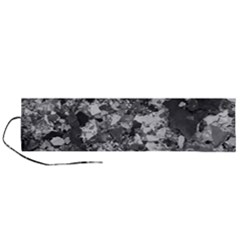 Black And White Debris Texture Print Roll Up Canvas Pencil Holder (l) by dflcprintsclothing