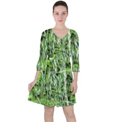 Green Desire Quarter Sleeve Ruffle Waist Dress by DimitriosArt