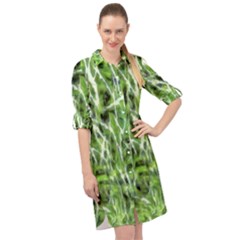 Green Desire Long Sleeve Mini Shirt Dress by DimitriosArt
