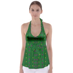 Forest Tulips Groowing To Reach The Divine Sky Pop-culture Babydoll Tankini Top by pepitasart