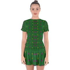 Forest Tulips Groowing To Reach The Divine Sky Pop-culture Drop Hem Mini Chiffon Dress by pepitasart