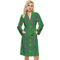 Forest Tulips Groowing To Reach The Divine Sky Pop-culture Long Sleeve Velour Robe by pepitasart