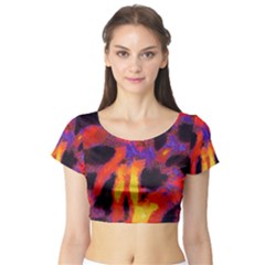 Requiem  Of The Lava  Stars Short Sleeve Crop Top by DimitriosArt