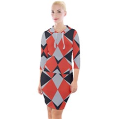 Abstract pattern geometric backgrounds   Quarter Sleeve Hood Bodycon Dress