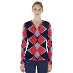 Abstract pattern geometric backgrounds   V-Neck Long Sleeve Top