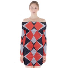 Abstract pattern geometric backgrounds   Long Sleeve Off Shoulder Dress