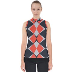 Abstract pattern geometric backgrounds   Mock Neck Shell Top