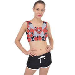 Abstract pattern geometric backgrounds   V-Back Sports Bra