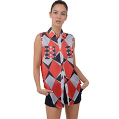 Abstract pattern geometric backgrounds   Sleeveless Chiffon Button Shirt