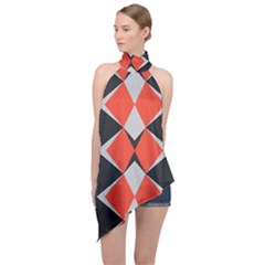 Abstract pattern geometric backgrounds   Halter Asymmetric Satin Top