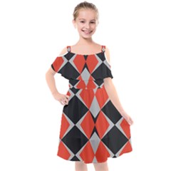 Abstract pattern geometric backgrounds   Kids  Cut Out Shoulders Chiffon Dress