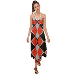 Abstract pattern geometric backgrounds   Halter Tie Back Dress 