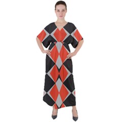 Abstract pattern geometric backgrounds   V-Neck Boho Style Maxi Dress