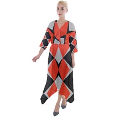 Abstract pattern geometric backgrounds   Quarter Sleeve Wrap Front Maxi Dress