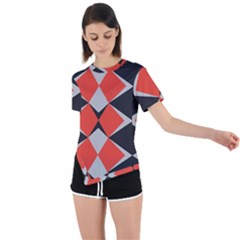 Abstract pattern geometric backgrounds   Asymmetrical Short Sleeve Sports Tee