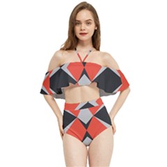 Abstract pattern geometric backgrounds   Halter Flowy Bikini Set 