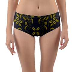 Folk flowers print Floral pattern Ethnic art Reversible Mid-Waist Bikini Bottoms