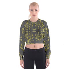 Folk Flowers Print Floral Pattern Ethnic Art Cropped Sweatshirt by Eskimos