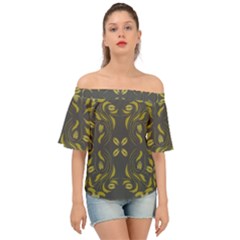 Folk Flowers Print Floral Pattern Ethnic Art Off Shoulder Short Sleeve Top by Eskimos