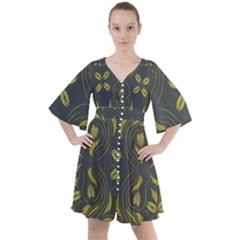 Folk flowers print Floral pattern Ethnic art Boho Button Up Dress