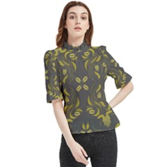 Folk flowers print Floral pattern Ethnic art Frill Neck Blouse