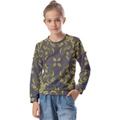 Folk flowers print Floral pattern Ethnic art Kids  Long Sleeve Tee with Frill 
