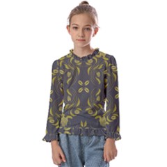 Folk flowers print Floral pattern Ethnic art Kids  Frill Detail Tee