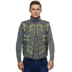 Folk flowers print Floral pattern Ethnic art Men s Short Button Up Puffer Vest	