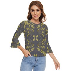 Folk flowers print Floral pattern Ethnic art Bell Sleeve Top