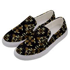 Folk Flowers Print Floral Pattern Ethnic Art Men s Canvas Slip Ons by Eskimos