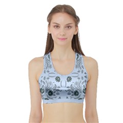 Folk Flowers Print Floral Pattern Ethnic Art Sports Bra With Border by Eskimos