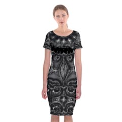 Charcoal Mandala Classic Short Sleeve Midi Dress by MRNStudios